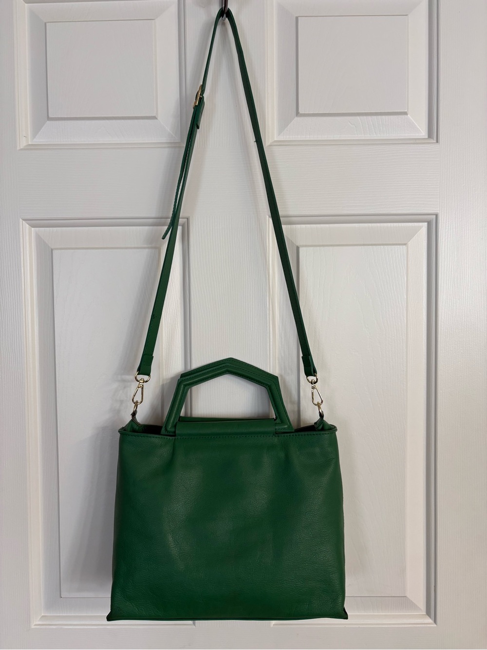 Anna Paola Emerald Green Structured Leather Satchel - Picture 5 of 9